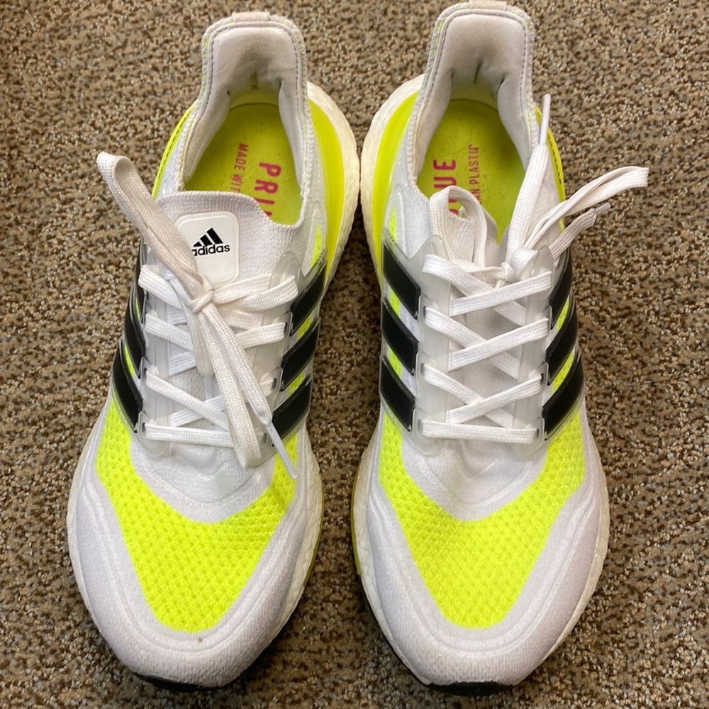 Adidas Women’s White & Neon Yellow Running Sneakers